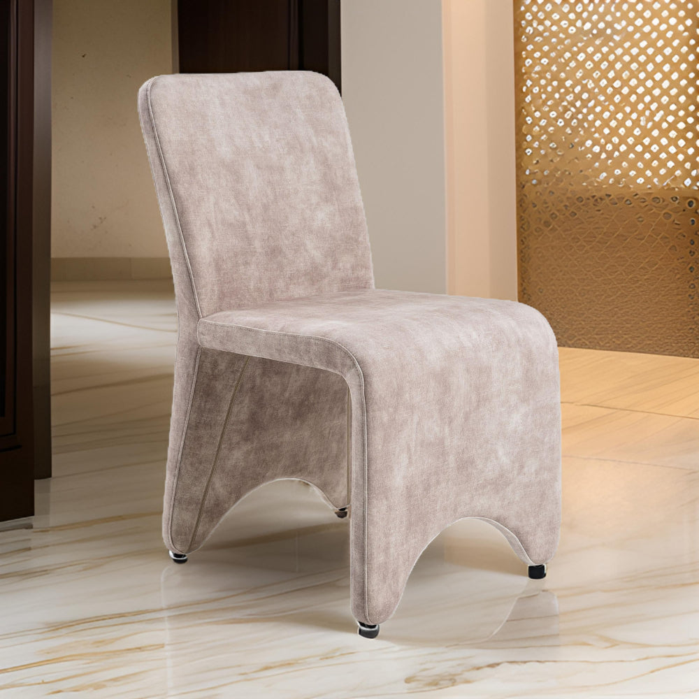 Cid Lou 19 Inch Side Dining Chair Set of 2, Beige Polyester, Panel Frame - BM318463