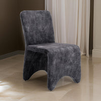 Cid Lou 19 Inch Side Dining Chair Set of 2, Gray Polyester, Panel Frame - BM318465