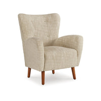 Sonie Accent Chair, Beige Polyester, Soft Cushions, Tapered Brown Wood Legs - BM318523