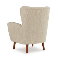 Sonie Accent Chair, Beige Polyester, Soft Cushions, Tapered Brown Wood Legs - BM318523