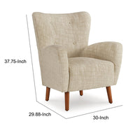 Sonie Accent Chair, Beige Polyester, Soft Cushions, Tapered Brown Wood Legs - BM318523