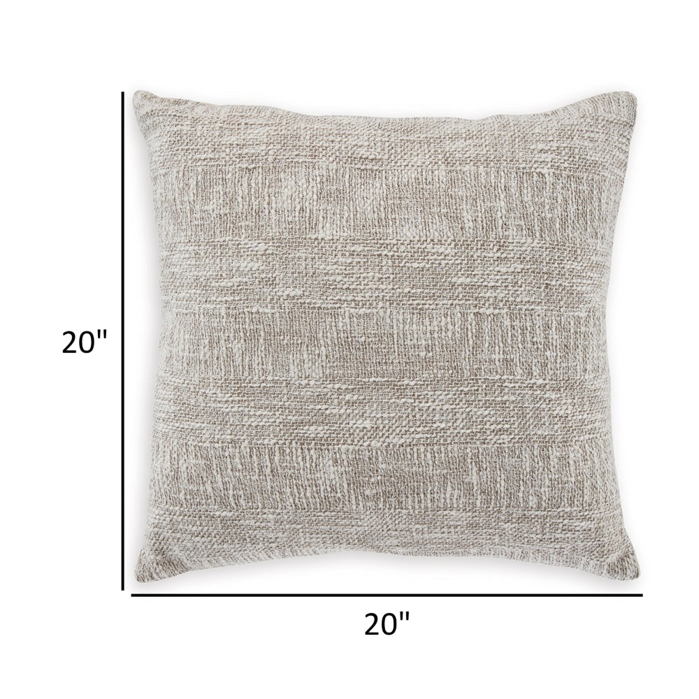 Throw Pillow Set of 4, 20 Inch Square, Brown and White Cotton Woven Texture - BM318536