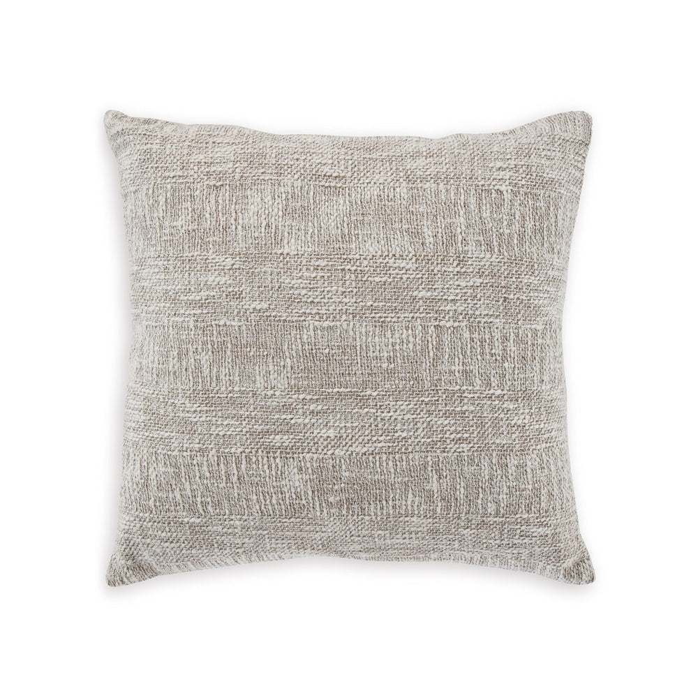 Throw Pillow Set of 4, 20 Inch Square, Brown and White Cotton Woven Texture - BM318536