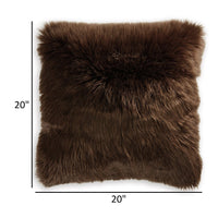 Throw Pillow Set of 4, 20 Inch, Faux Fur Polyester, Plush Textured Brown - BM318539