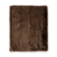 Throw Blanket Set of 3, Modern Soft Faux Fur Textured Brown Polyester  - BM318540