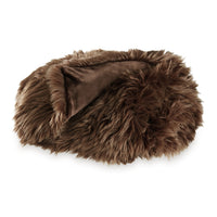 Throw Blanket Set of 3, Modern Soft Faux Fur Textured Brown Polyester  - BM318540