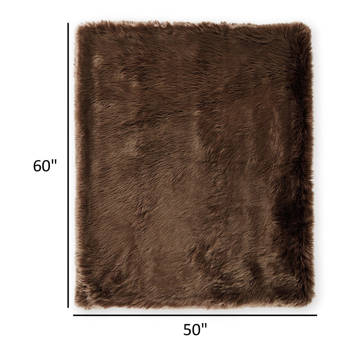 Throw Blanket Set of 3, Modern Soft Faux Fur Textured Brown Polyester  - BM318540