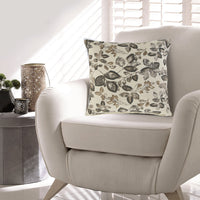 Throw Pillow Set of 4, 20 Inch, Printed Floral Design White Brown Polyester - BM318541