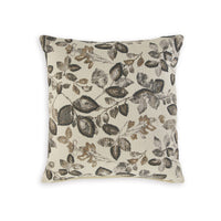 Throw Pillow Set of 4, 20 Inch, Printed Floral Design White Brown Polyester - BM318541