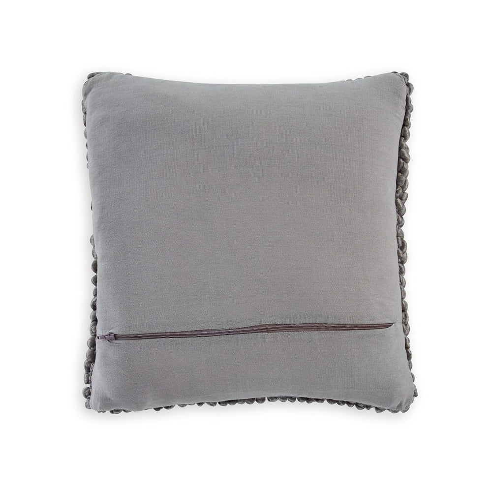 Throw Pillow Set of 4, 19 Inch, Looped Design, Textured Gray Polyester - BM318543