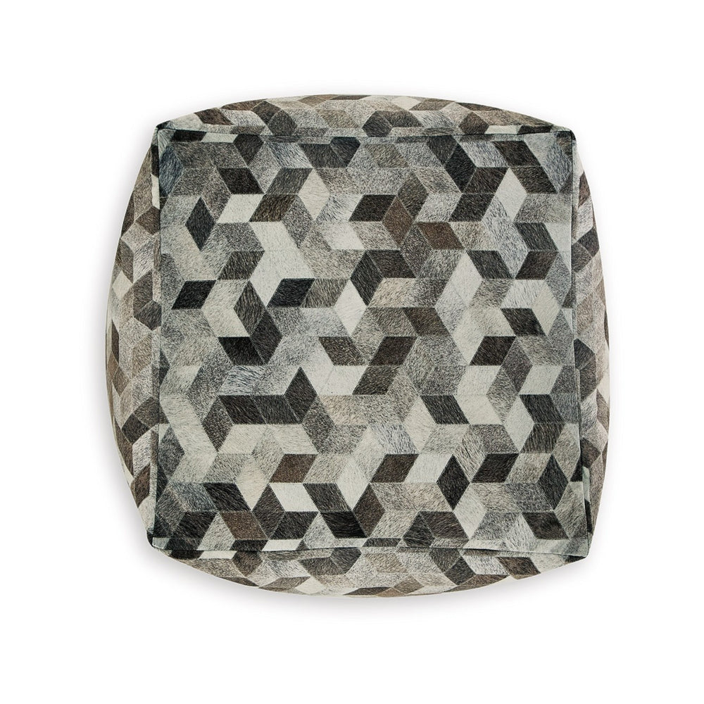 Ottoman Pouf, 18 Inch, Square, Brown and Gray Polyester Modern Style Design - BM318545