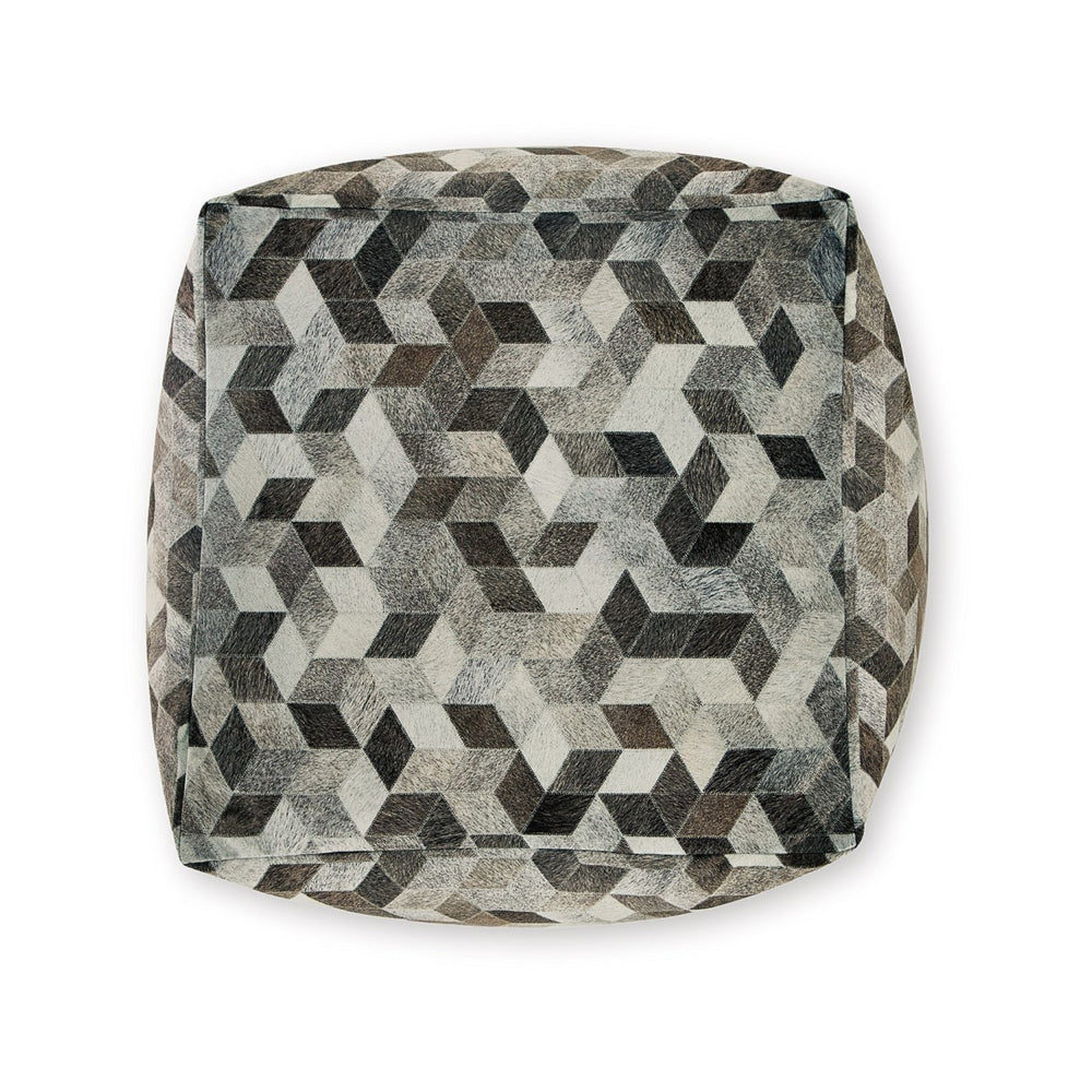 Ottoman Pouf, 18 Inch, Square, Brown and Gray Polyester Modern Style Design - BM318545