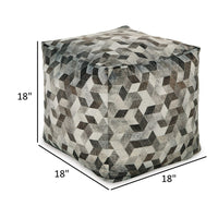 Ottoman Pouf, 18 Inch, Square, Brown and Gray Polyester Modern Style Design - BM318545