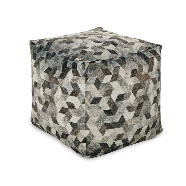 Ottoman Pouf, 18 Inch, Square, Brown and Gray Polyester Modern Style Design - BM318545