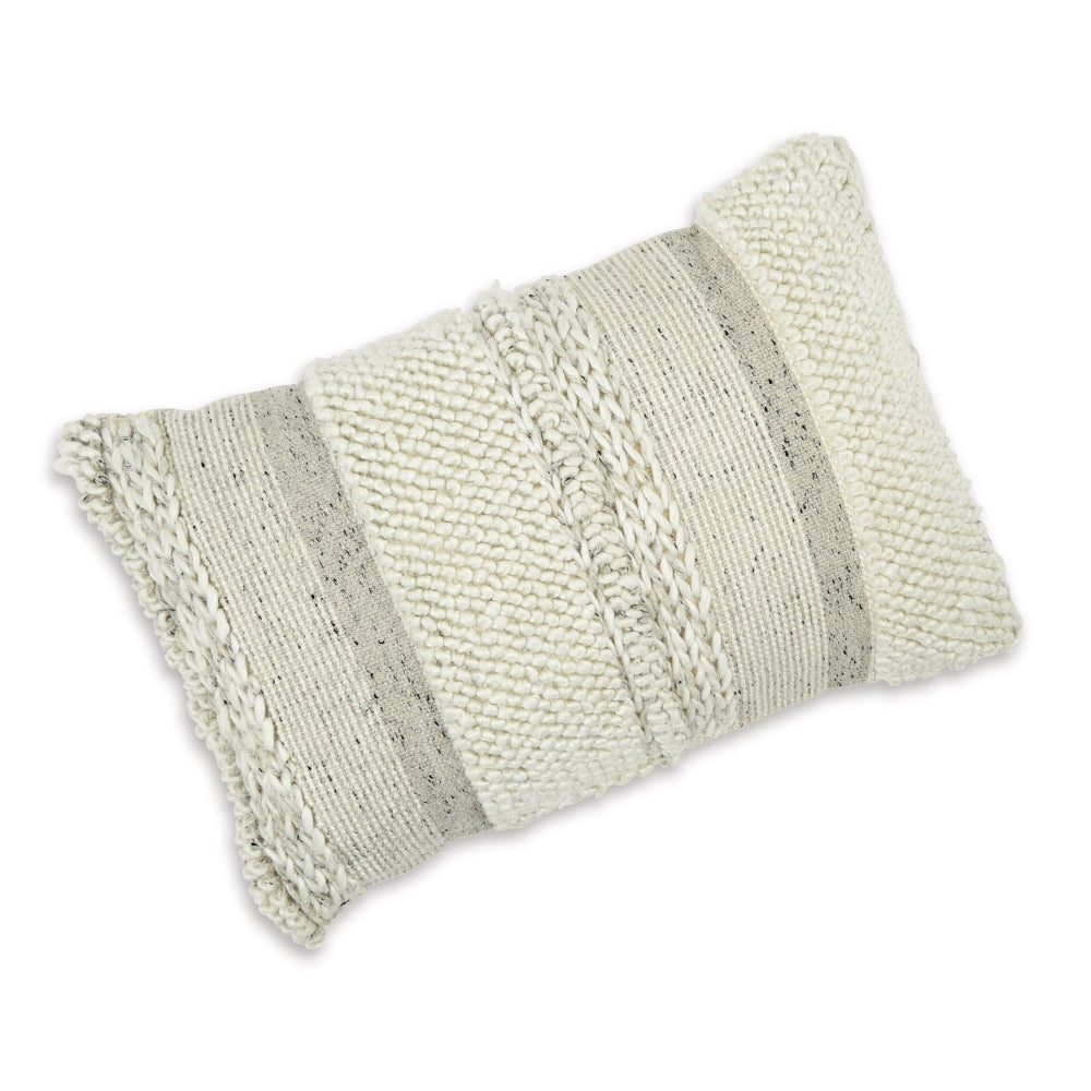 Lumbar Pillow Set of 4, 14 x 22 Inch, Polyester, Handwoven Beige Cotton - BM318547