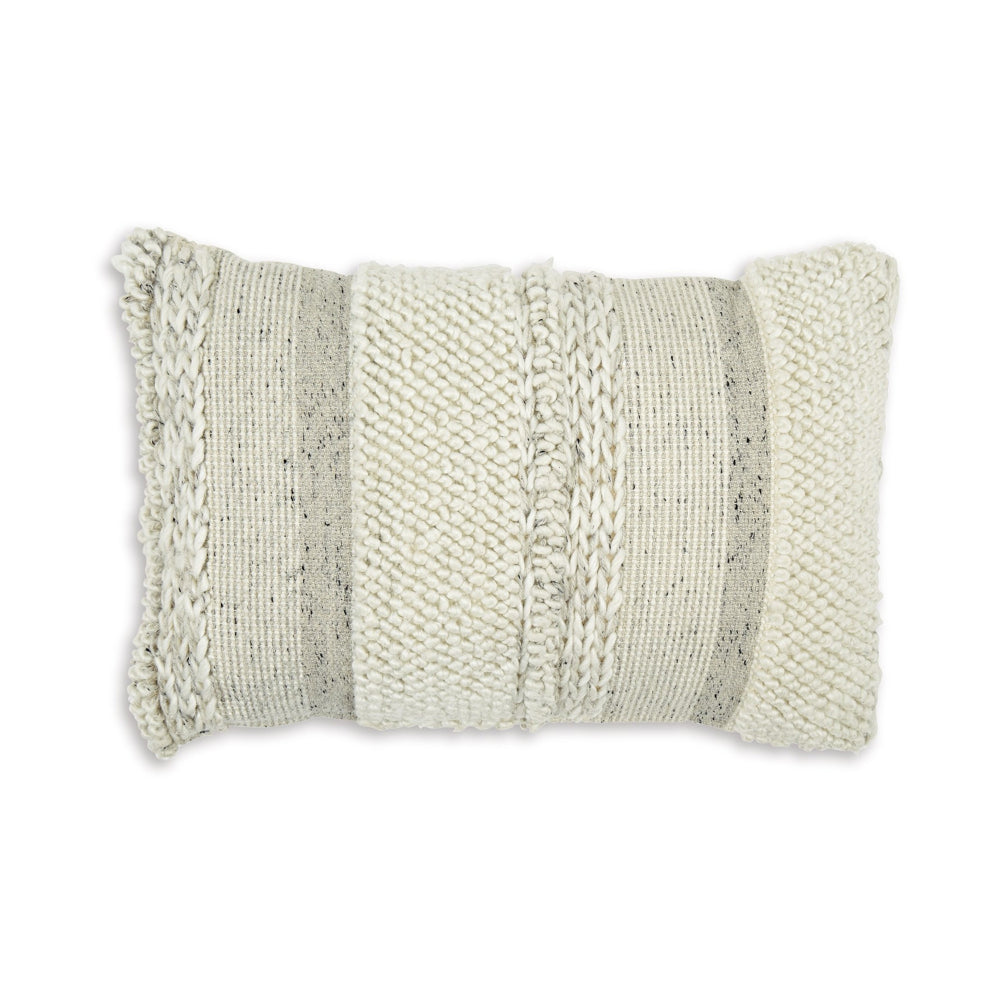 Lumbar Pillow Set of 4, 14 x 22 Inch, Polyester, Handwoven Beige Cotton - BM318547