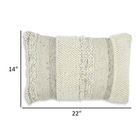 Lumbar Pillow Set of 4, 14 x 22 Inch, Polyester, Handwoven Beige Cotton - BM318547