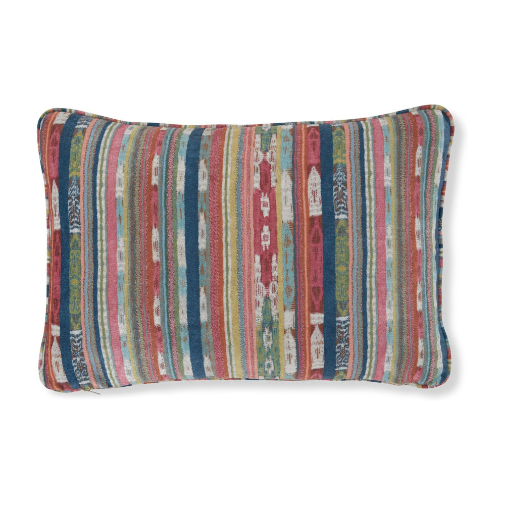 Lumbar Pillow Set of 4, 16 x 23 Inch Striped Red Blue White Green Polyester - BM318548