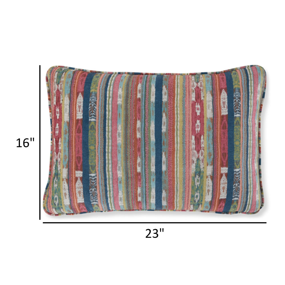 Lumbar Pillow Set of 4, 16 x 23 Inch Striped Red Blue White Green Polyester - BM318548