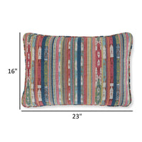 Lumbar Pillow Set of 4, 16 x 23 Inch Striped Red Blue White Green Polyester - BM318548