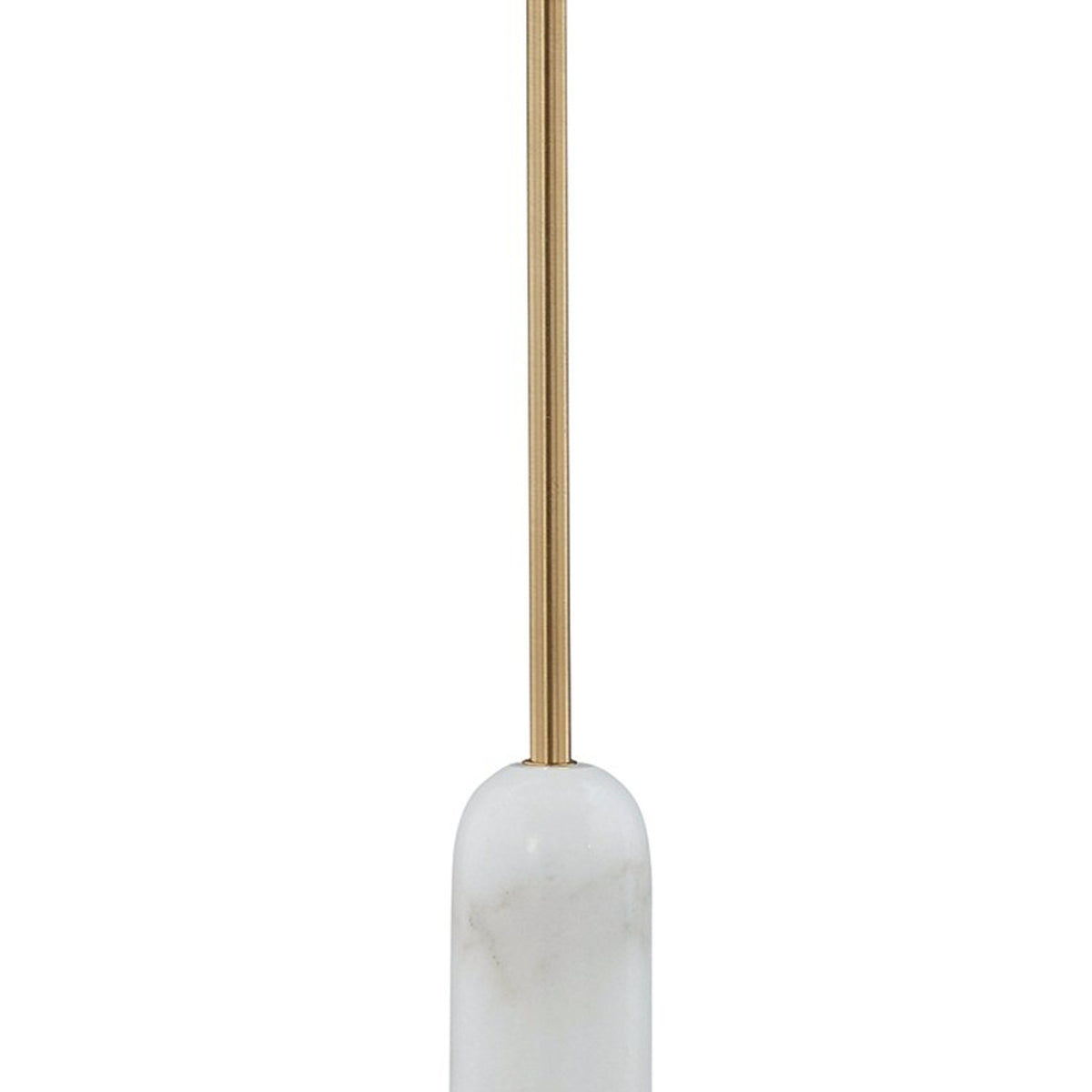 Leon 20 Inch Desk Lamp, Round Base, USB Port, Gold Metal, White Marble