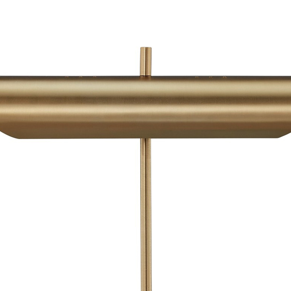 Leon 20 Inch Desk Lamp, Round Base, USB Port, Gold Metal, White Marble