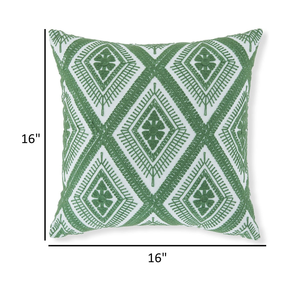 Valey 16 Inch Accent Pillow Set of 4, Indoor Outdoor, Diamond Green White - BM318578