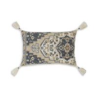 Zony 14 x 22 Lumbar Accent Pillow Set of 4, Boho Tassels, Medallion, Ivory - BM318582