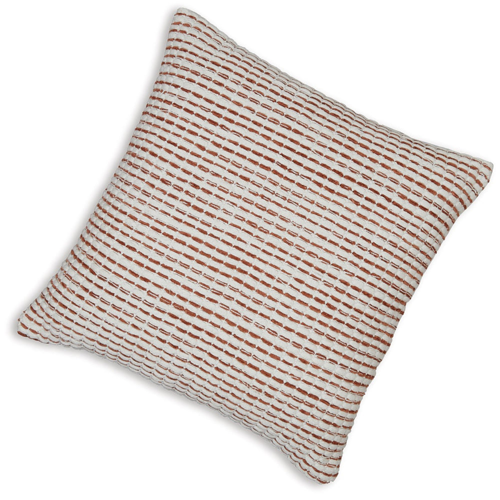 Lien 19 Inch Throw Pillow Set of 4, Striped Design, White Brown Cotton - BM318584