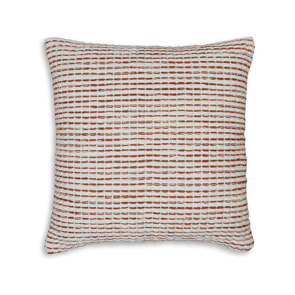 Lien 19 Inch Throw Pillow Set of 4, Striped Design, White Brown Cotton - BM318584