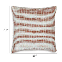 Lien 19 Inch Throw Pillow Set of 4, Striped Design, White Brown Cotton - BM318584