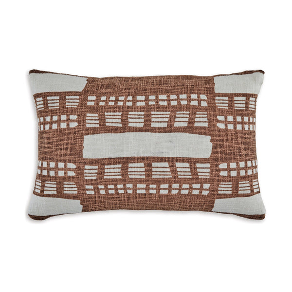 Acky 14 x 22 Lumbar Throw Pillow Set of 4, Abstract Design, Brown, White - BM318585