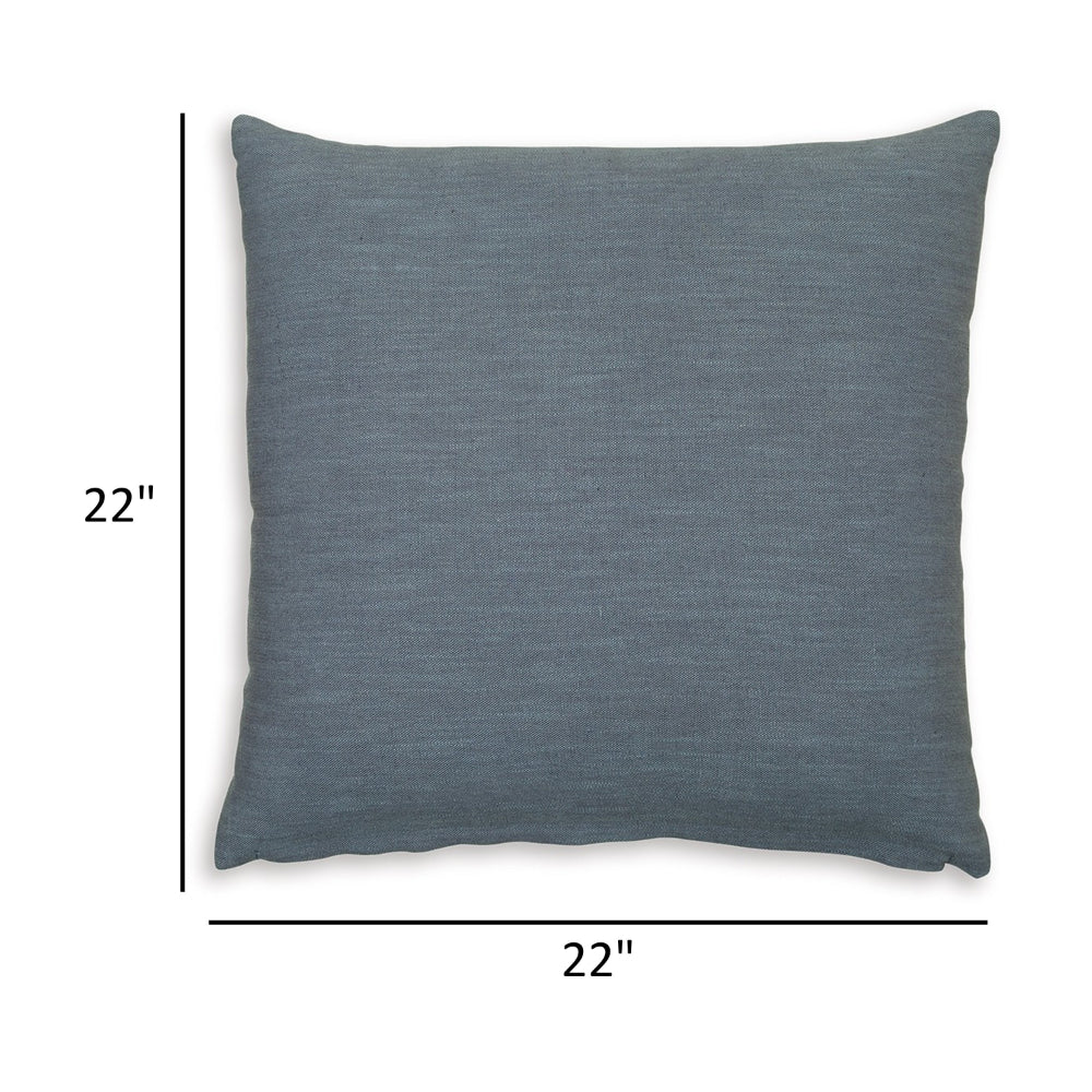 Ina 22 Inch Accent Throw Pillow Set of 4, Square, Classic Blue Cotton Linen - BM318587