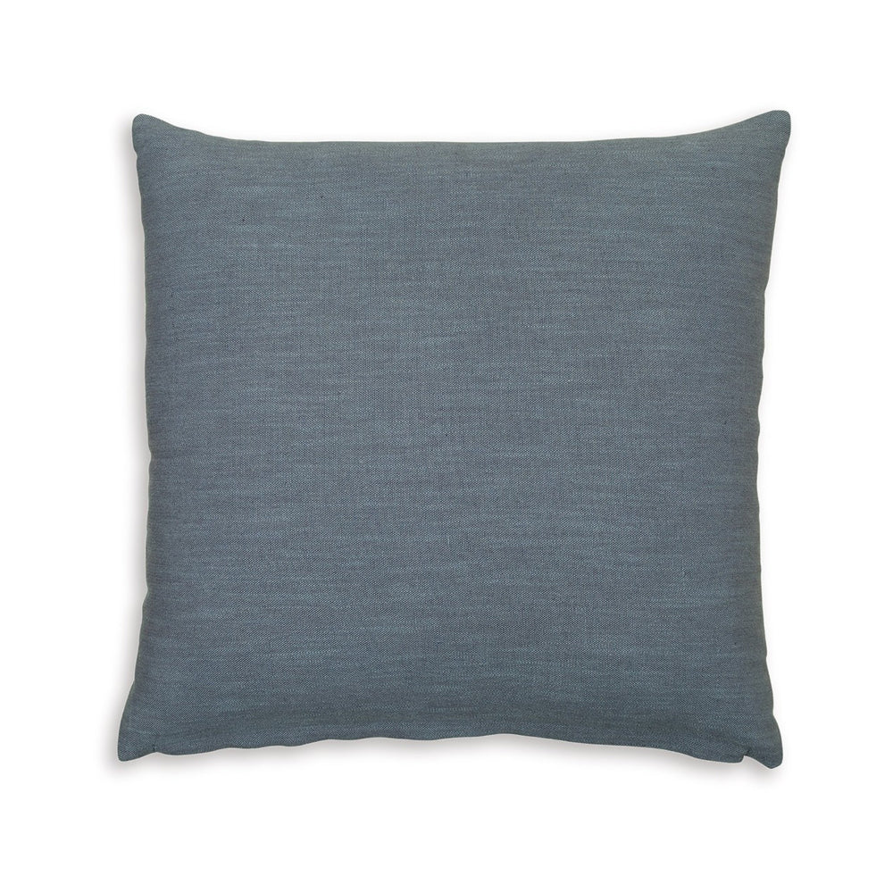 Ina 22 Inch Accent Throw Pillow Set of 4, Square, Classic Blue Cotton Linen - BM318587