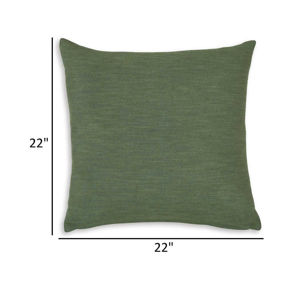 Ina 22 Inch Accent Throw Pillow Set of 4, Square, Green Cotton Linen - BM318588