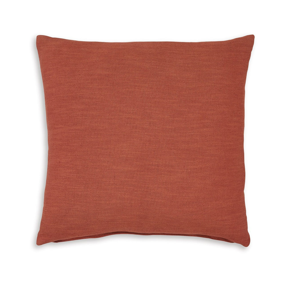 Ina 22 Inch Accent Throw Pillow Set of 4, Square, Rust Brown Cotton Linen - BM318589