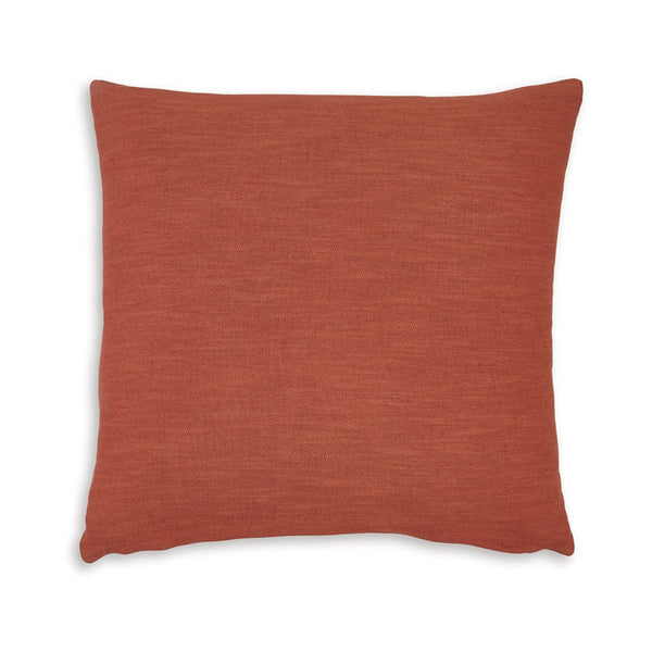 Ina 22 Inch Accent Throw Pillow Set of 4, Square, Rust Brown Cotton Linen - BM318589