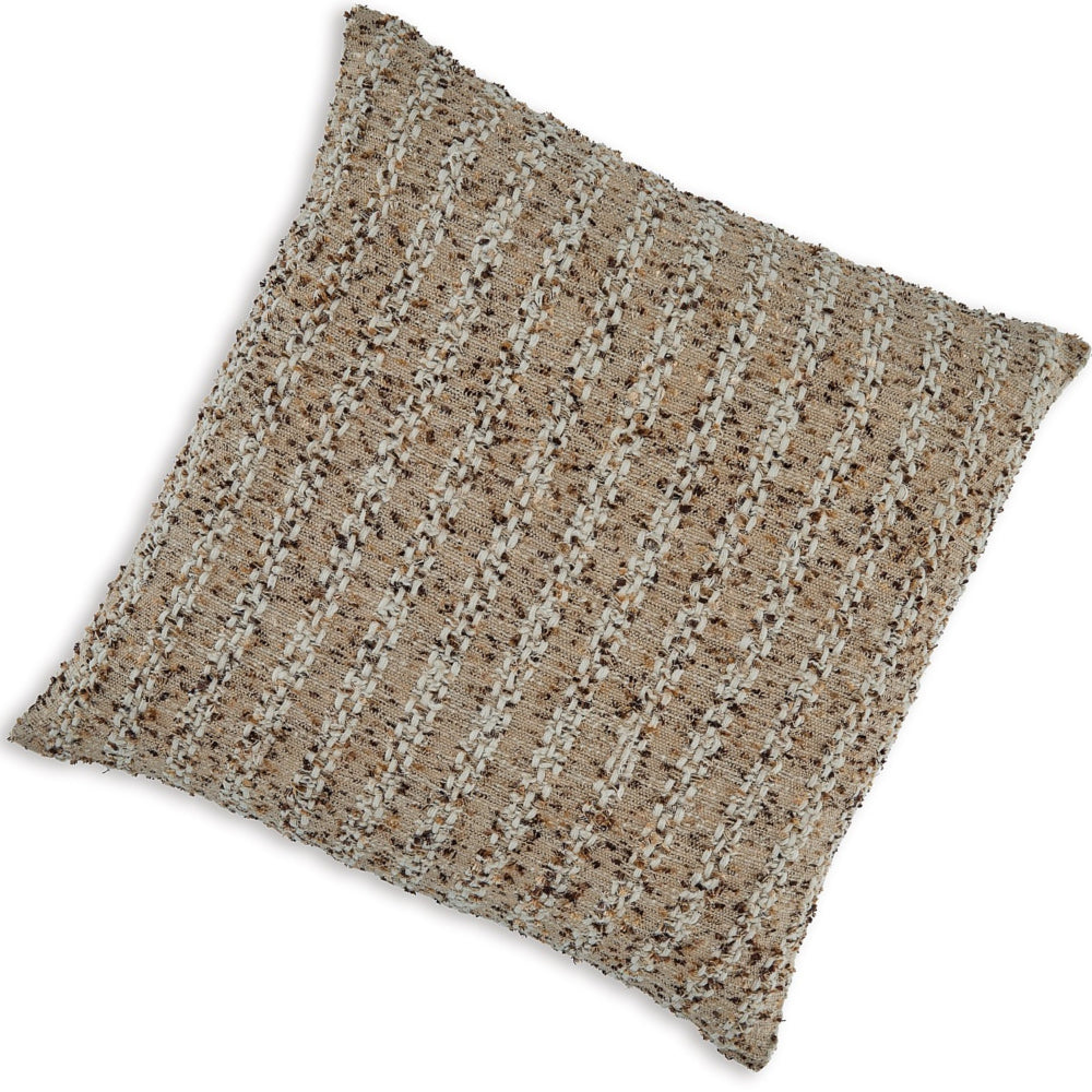 Lany 22 Inch Accent Pillow Set of 4, Woven Striped Design, Zipper, Brown - BM318590