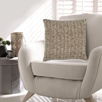 Lany 22 Inch Accent Pillow Set of 4, Woven Striped Design, Zipper, Brown - BM318590