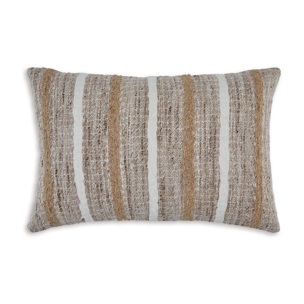 Ishy 14 x 22 Lumbar Accent Pillow Set of 4, Stripe Design, Brown White - BM318591