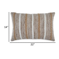 Ishy 14 x 22 Lumbar Accent Pillow Set of 4, Stripe Design, Brown White - BM318591