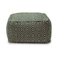 Fena 23 Inch Ottoman Pouf, Woven Pattern, Zipper Cotton Cover Black White - BM318594