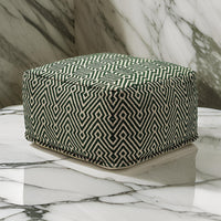 Fena 23 Inch Ottoman Pouf, Woven Pattern, Zipper Cotton Cover Black White - BM318594