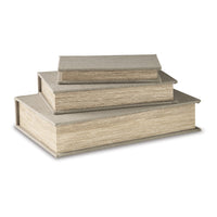 Jolly Decor Storage Book Box Set of 3, Beige Linen, Black Velvet Lining  - BM318596