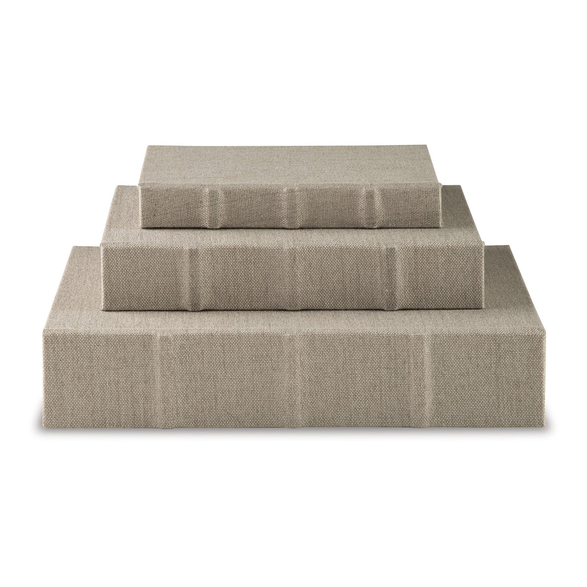 Jolly Decor Storage Book Box Set of 3, Beige Linen, Black Velvet Lining  - BM318596
