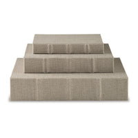 Jolly Decor Storage Book Box Set of 3, Beige Linen, Black Velvet Lining  - BM318596