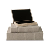 Jolly Decor Storage Book Box Set of 3, Beige Linen, Black Velvet Lining  - BM318596