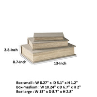 Jolly Decor Storage Book Box Set of 3, Beige Linen, Black Velvet Lining  - BM318596