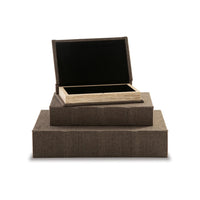 Jolly Decor Storage Book Box Set of 3, Brown Cover, Black Velvet Lining  - BM318597