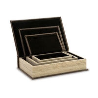 Jolly Decor Storage Book Box Set of 3, Brown Cover, Black Velvet Lining  - BM318597